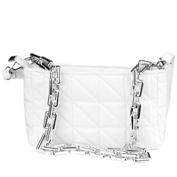 White PU leather quilted handbag - Picture 2 of 4